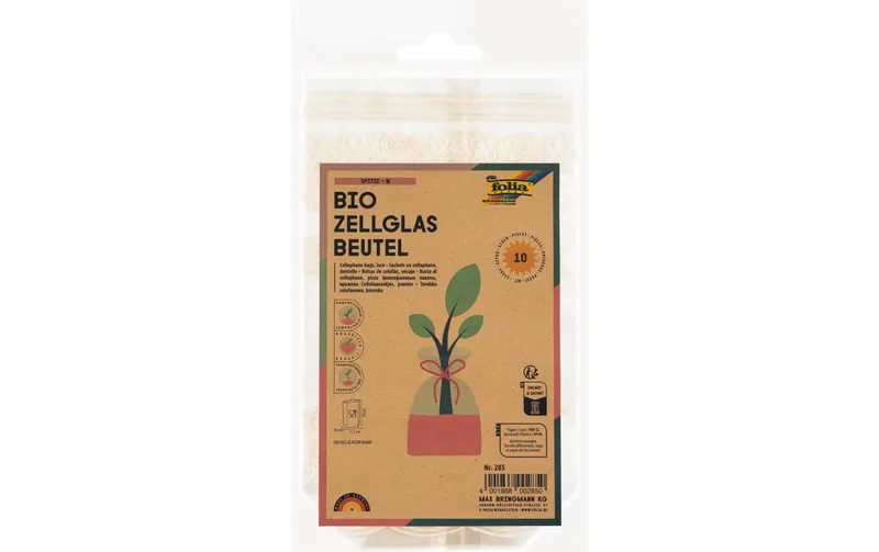 Folia Klarsichttüte Bio mit Boden 115 x 190 mm, 10 Stück
