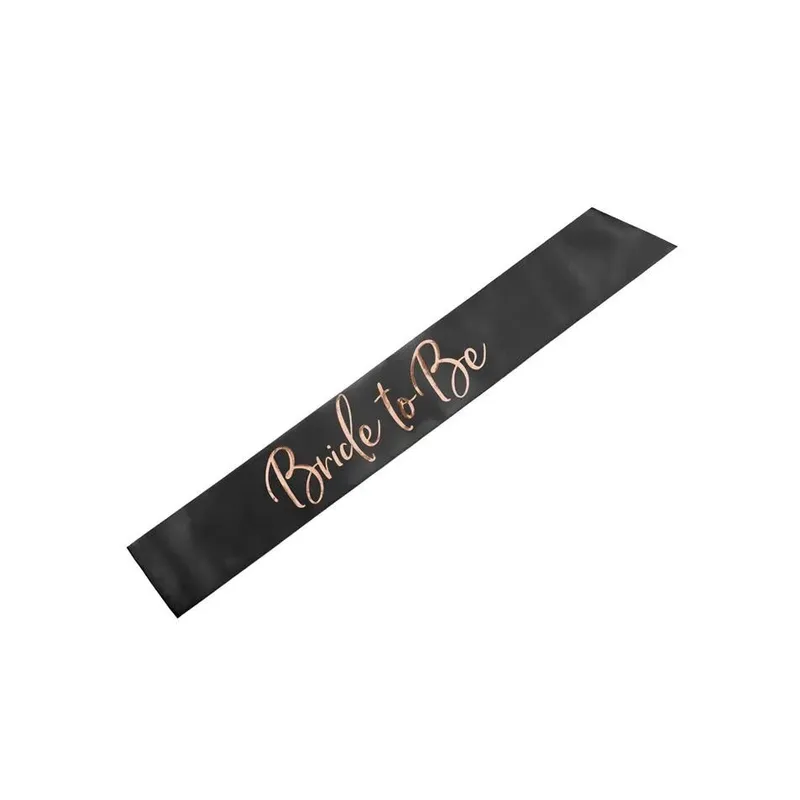 Partydeco Schärpe Bride to Be Satin noir Roségold 10 cm x 75 cm