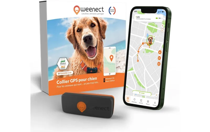 Weenect GPS-Tracker XS für Hunde, Schwarz