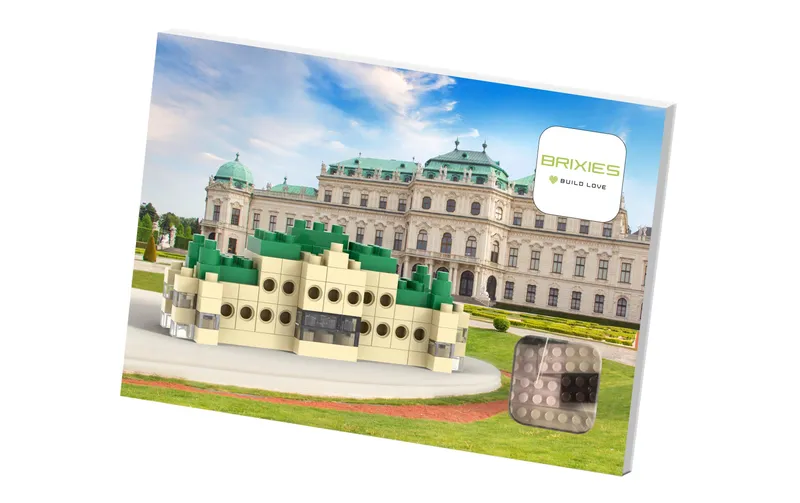 BRIXIES Bausteinmodell Schloss Belvedere Postkarte aus 127 Teilen