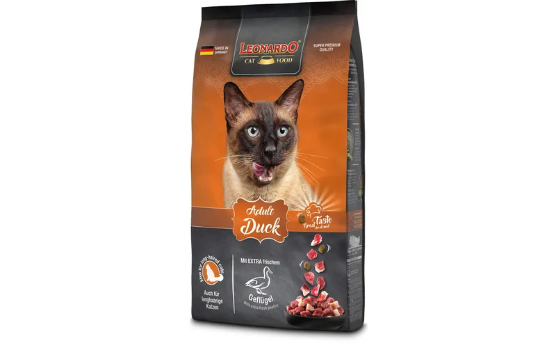 Leonardo Cat Food Trockenfutter Adult Ente, 300 g