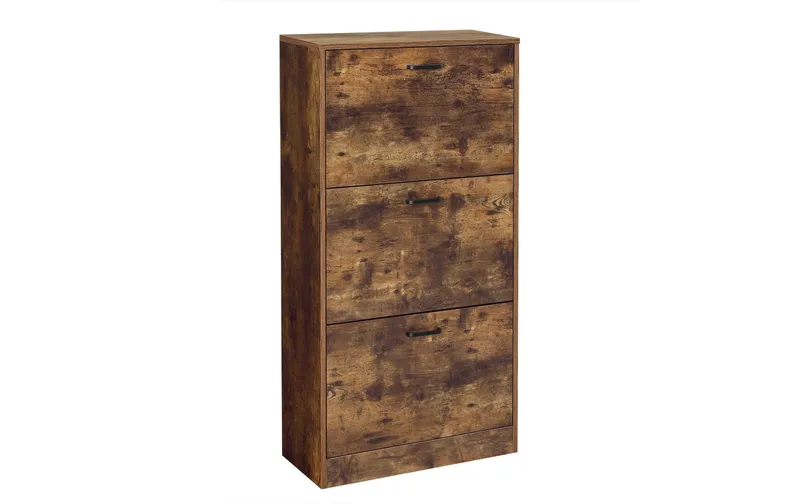 VASAGLE Schuhschrank mit 3 Klappen 60 x 120 cm, Braun