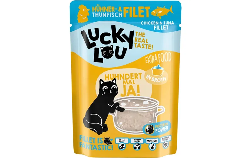 Lucky Lou Nassfutter Extra Food Hühner-&Thunfischfilet in Sud, 70 g