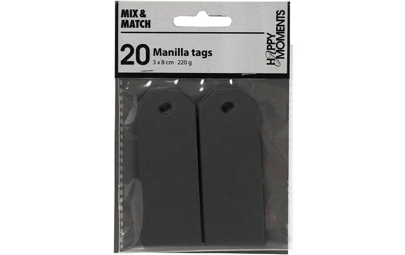 Creativ Company Geschenkanhänger Manila Tags, 3 x 8 cm, 20 pieces, black