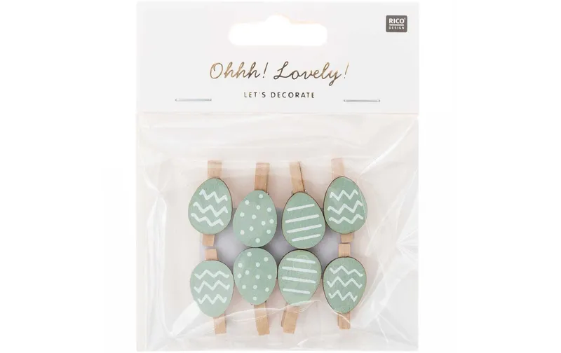 Rico Design Dekoklammer Osterei 8 pièces, Mint