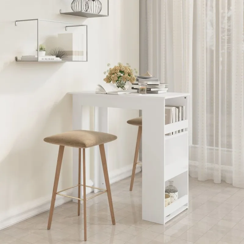 Bartisch mit Ablagefläche bianco 102x50x103,5 cm derivato del legno