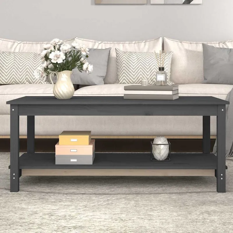 Couchtisch grigio 110x55x45 cm legno massiccio pino