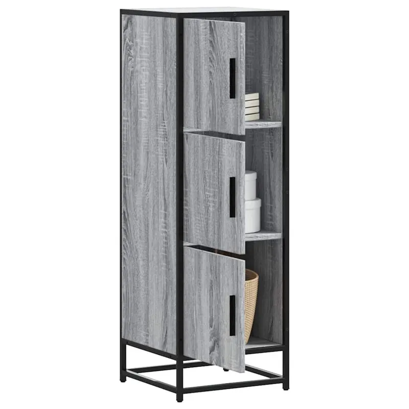 Highboard grigio Sonoma 35,5x35x106,5 cm derivato del legno und Metall