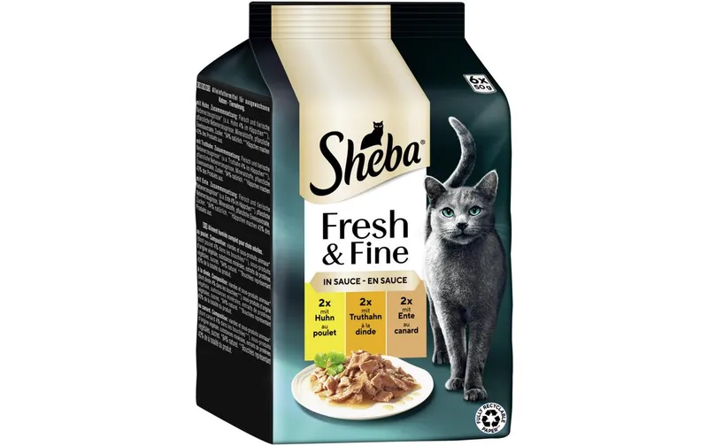 Sheba Nassfutter Sauce avec Huhn, Truthahn et Ente, 6 x 50g