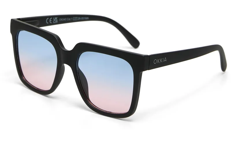 OKKIA Sonnenbrille Roma Black, Blue Pink Lens