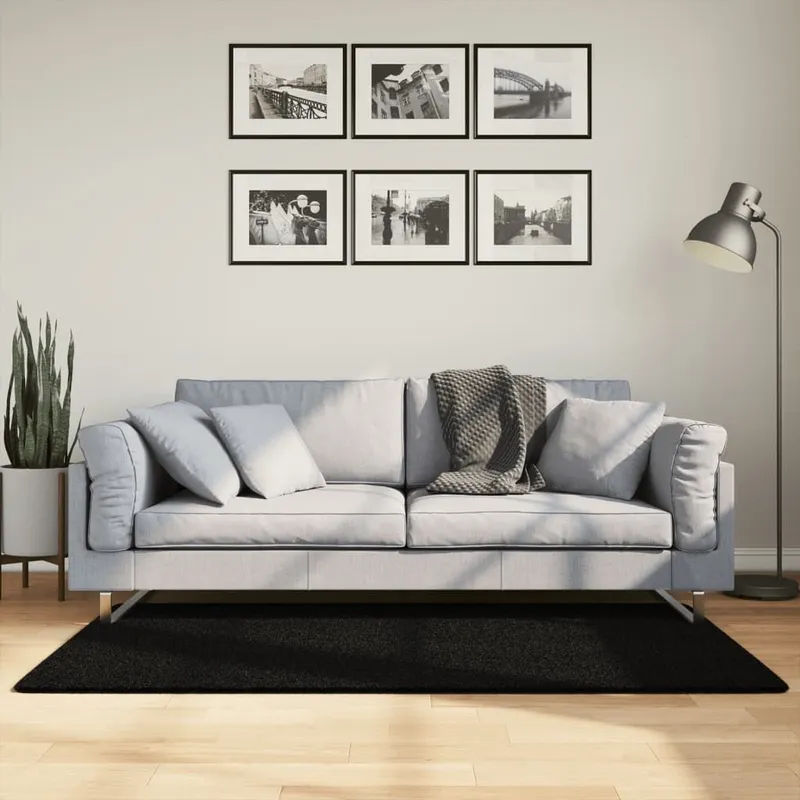 Teppich HUARTE Kurzflor Weich e Waschbar nero 80x150 cm