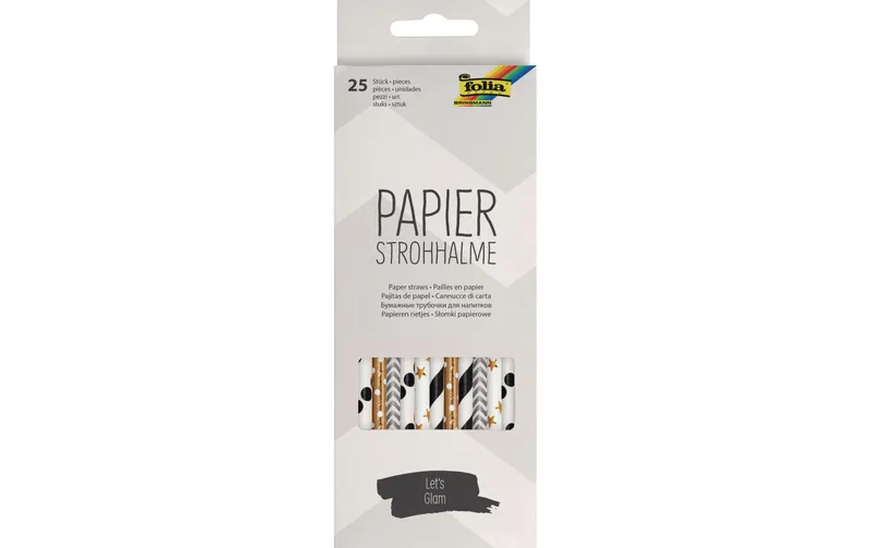 Folia Strohhalm Papier, Glitzer, 25 pieces, multicolour