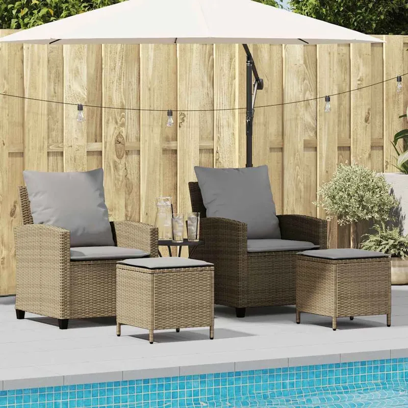 4-tlg. set divano da giardino con cuscini Beige Poly Rattan