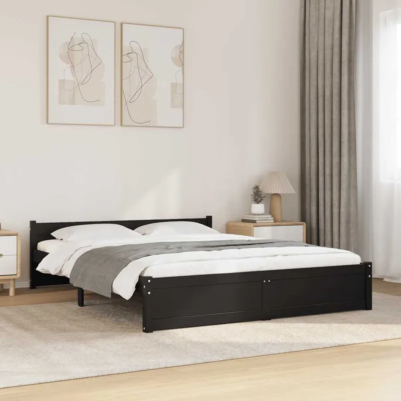 Massivholzbett nero 140x190 cm