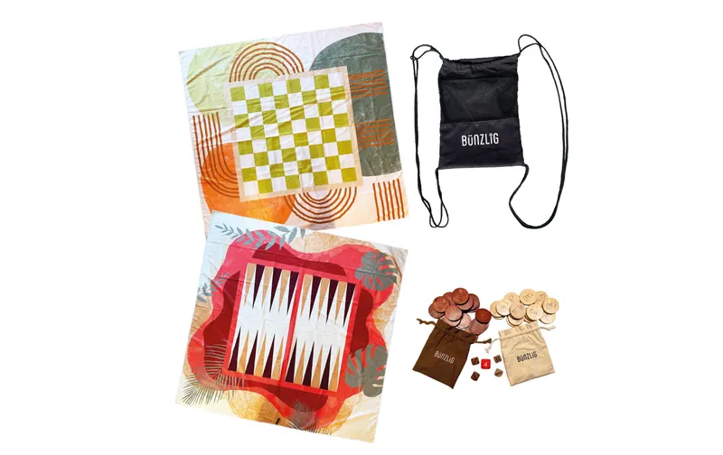 Bünzlig Dog XXL-Badetuch-Set «Backgammon, Dame und Schach»