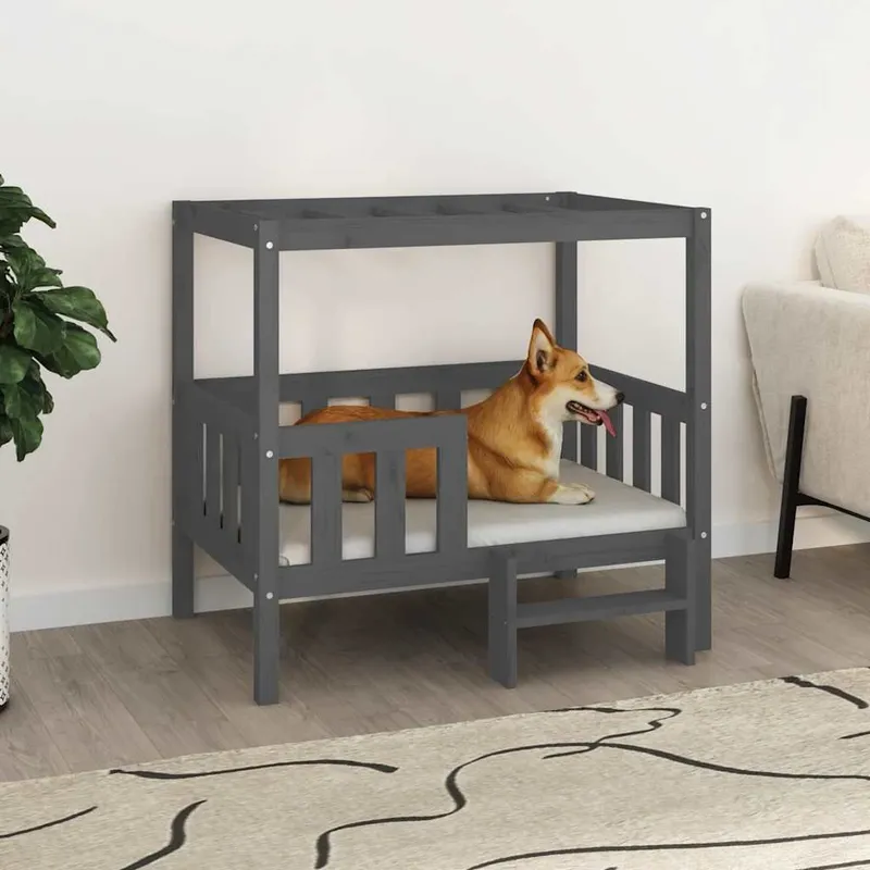 cuccia per cane grigio 95,5x73,5x90 cm legno massiccio pino