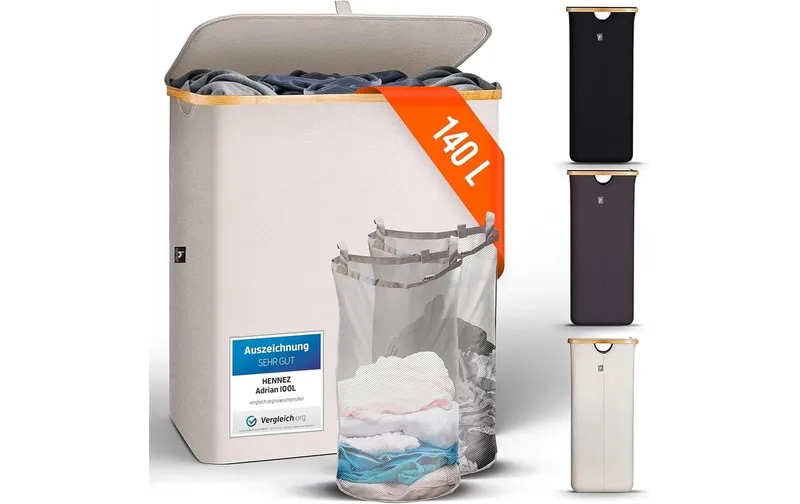 Hennez Wäschekorb Adrian 140 l, Beige/grey