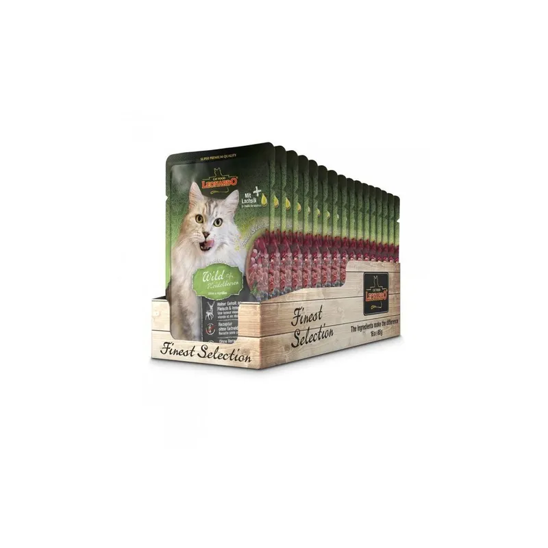 Leonardo Cat Food Nassfutter Wild & Heidelbeeren, 16 x 85 g