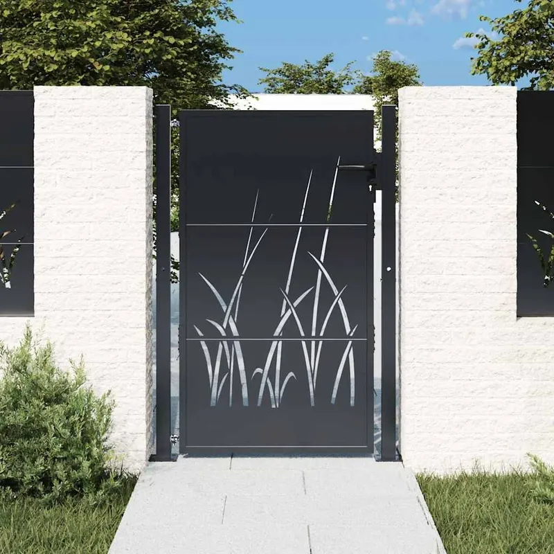 Gartentor antracite 100x125 cm Stahl Gras-Design