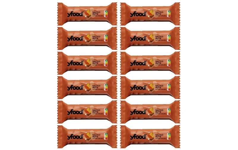 YFOOD Riegel Salted Nuts 12 x 60 g
