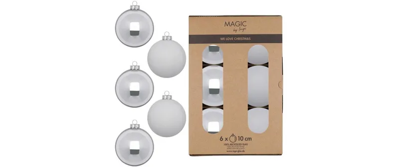 INGES CHRISTMAS DECOR Weihnachtskugel Snowy Clouds 6 pezzi, bianco