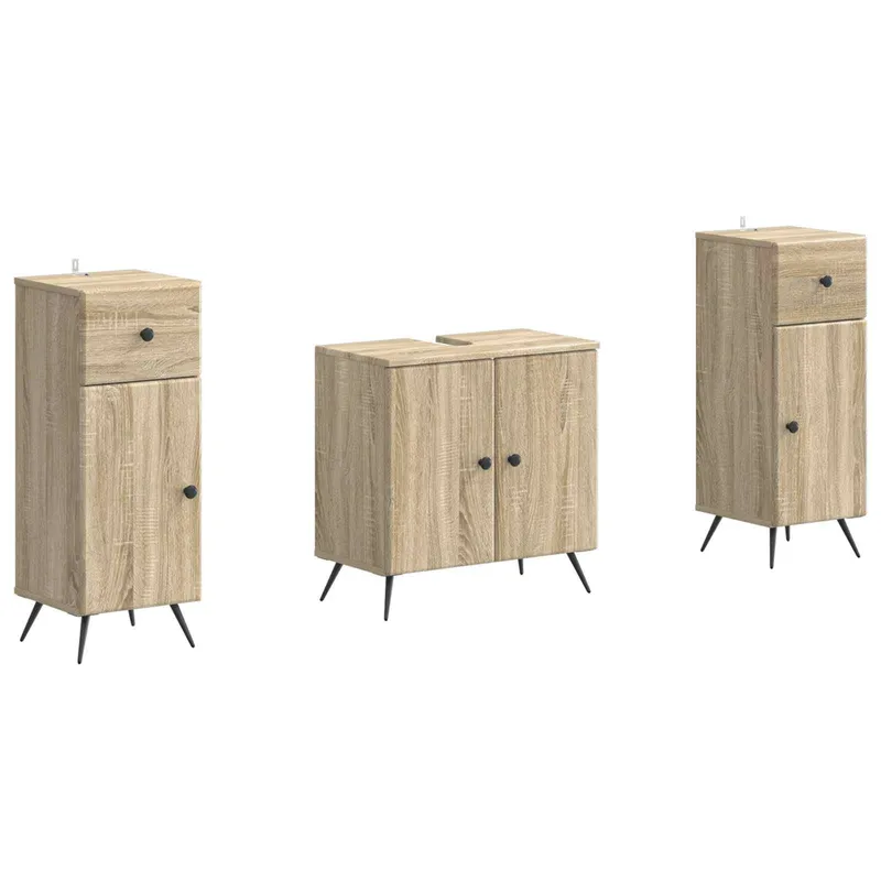 2-teiliges Badezimmer Schrank Set BREDA Sonoma-Eiche