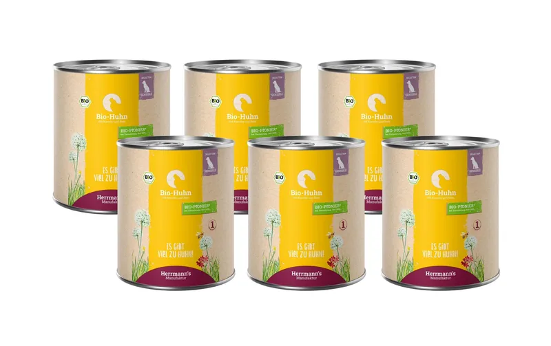 Herrmann's Nassfutter Bio Huhn mit Karotte und Reis 6 x 800 g