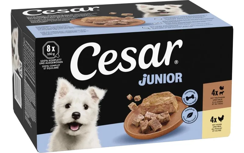 Cesar Schale Junior Gartenterrine Huhn & Truthahn 8 x 150 g