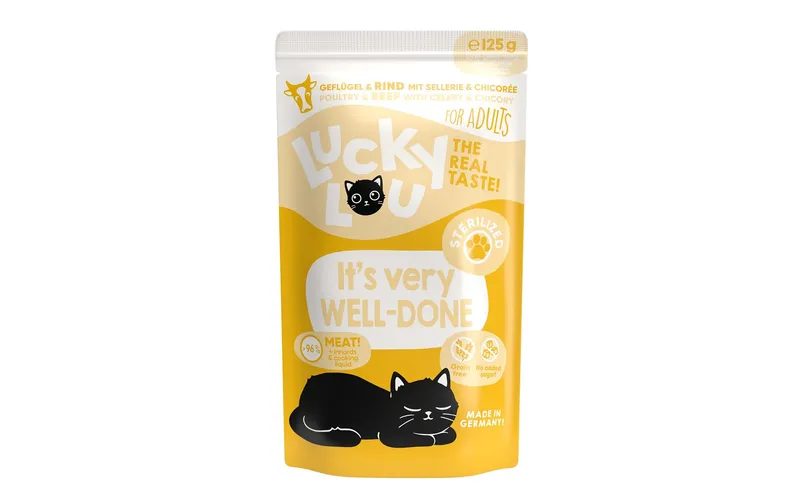 Lucky Lou Nassfutter Lifestage Sterilized Geflügel & Rind, 125 g