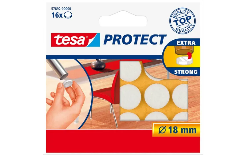 tesa Filzgleiter Protect Ø 18 mm 16 pezzi, bianco