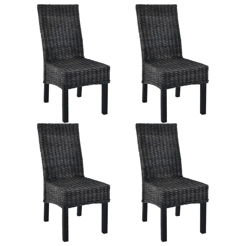 Esszimmerstühle 4 pz. nero Kubu Rattan e Mangoholz