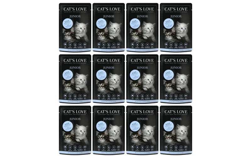 Cat's Love Nassfutter Junior Kalb, 12 x 85 g