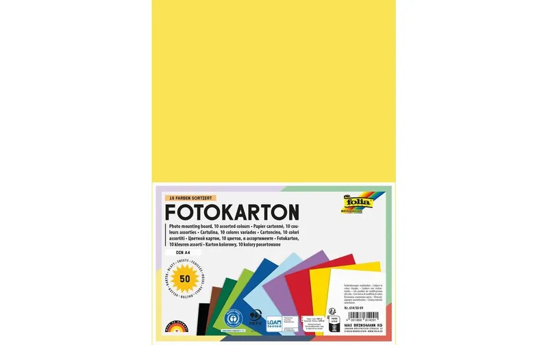 Folia Fotokarton A4 300 g/m² 10 Farben sortiert 50 Blatt