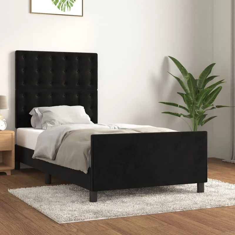 Bettgestell mit Kopfteil nero 90x190 cm Samt