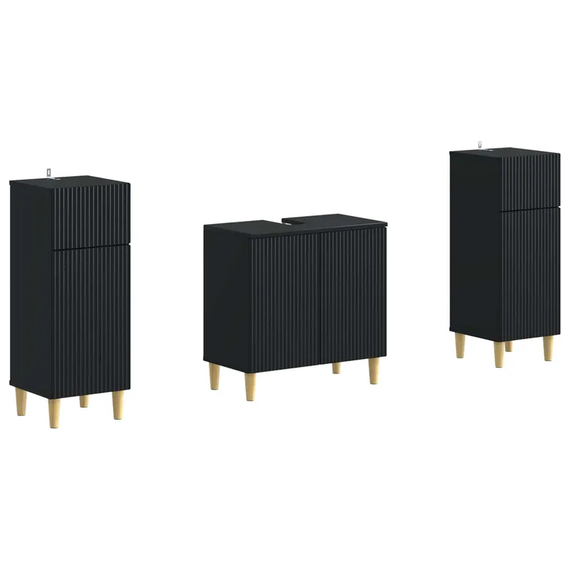 2-teiliges Badezimmer Schrank Set ARNHEM nero derivato del legno