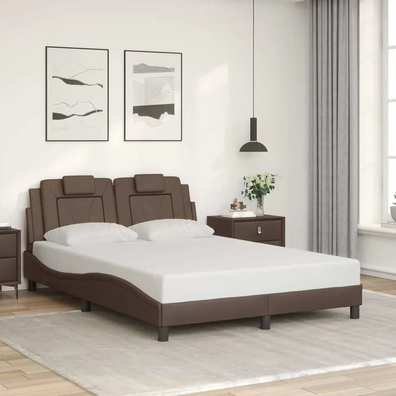 Bettgestell "Viana" ohne Matratze Braun 140x190 cm Kunstleder