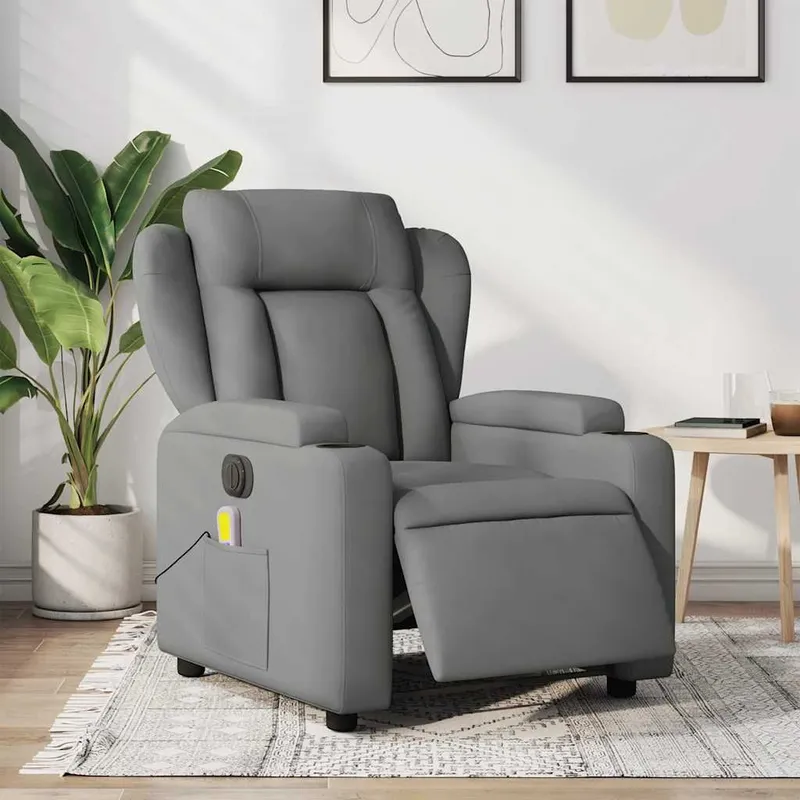 Massagesessel Elektrisch Dunkelgrau tessuto