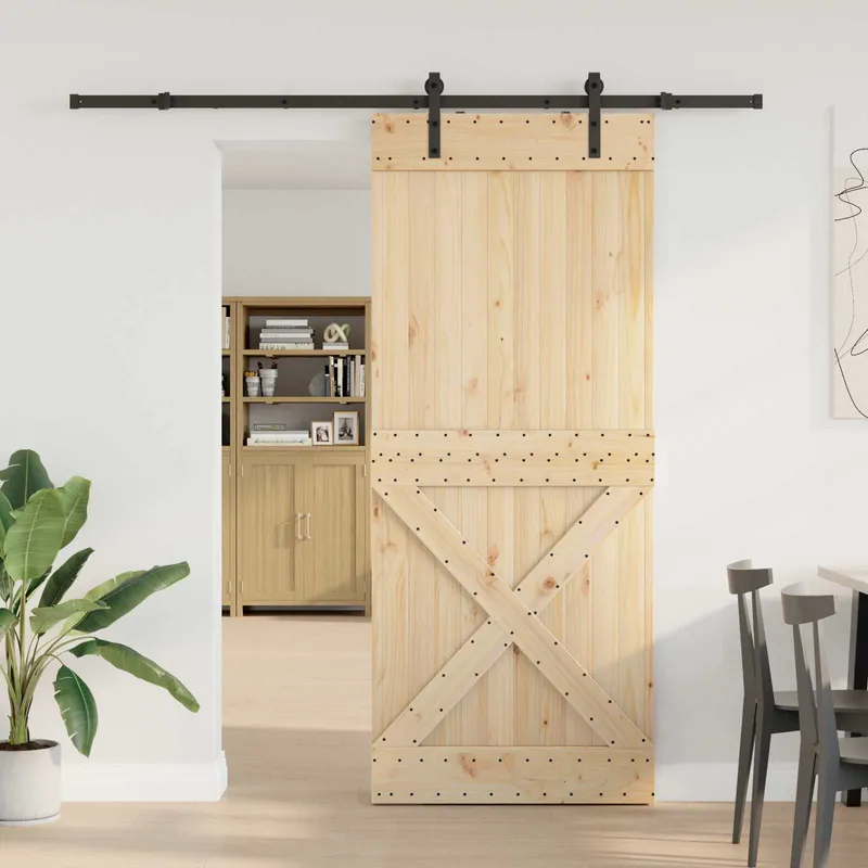 Schiebetür NARVIK 95 x 210 cm (213,5 cm) Natürlich und Schwarz