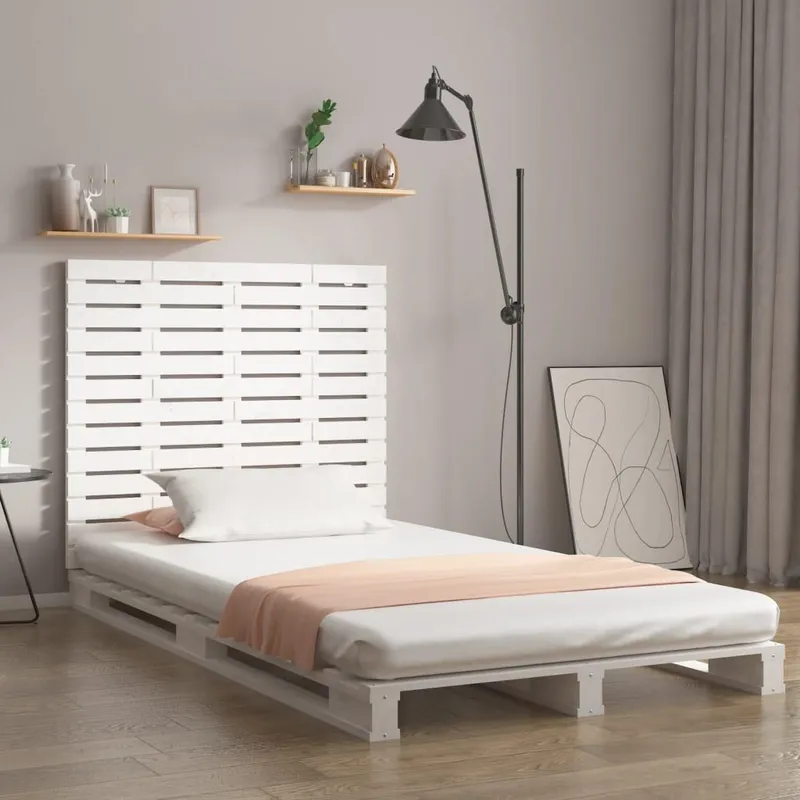 Wand-Kopfteil bianco 126x3x91,5 cm legno massiccio pino