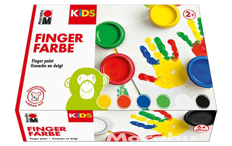 Marabu Fingerfarbe Kids 100 ml, bleu/noir/rouge/vert/Gelb/blanc