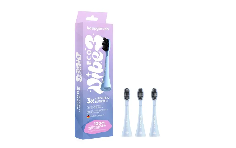 happybrush Zahnbürstenkopf Eco VIBE 3+ Sunrise-Edition, 3 Stück