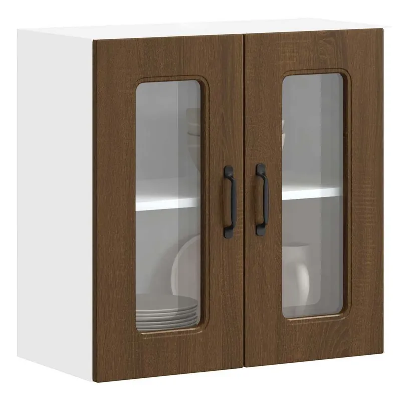 Küchen-Hängeschrank mit Glastür Kalmar marrone Eichen-Optik