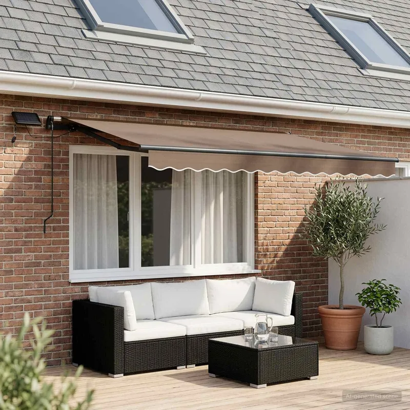 retractable awning taupe 350 x 250 cm fabric and aluminium