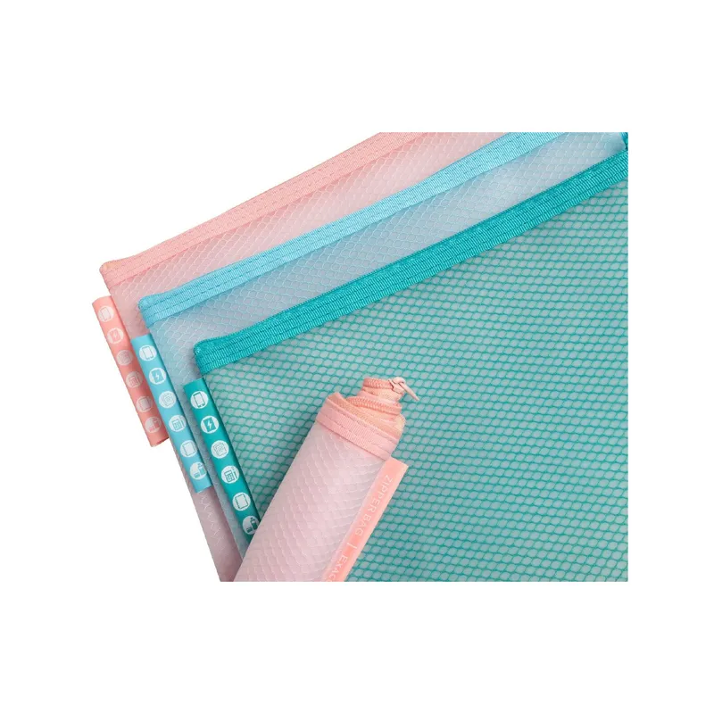 Exacompta EVA Chromaline Mesh Bag A5, 3-er Set, Farben assortiert