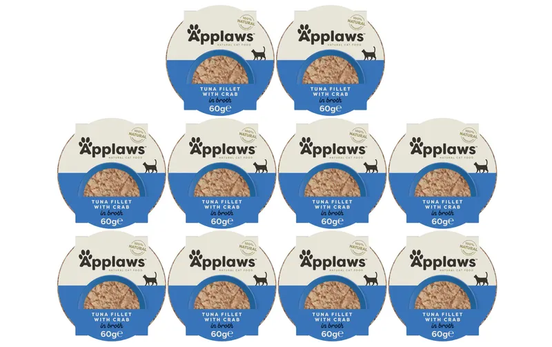 Applaws Nassfutter Schale Thunfisch & Krabben, 10 x 60 g