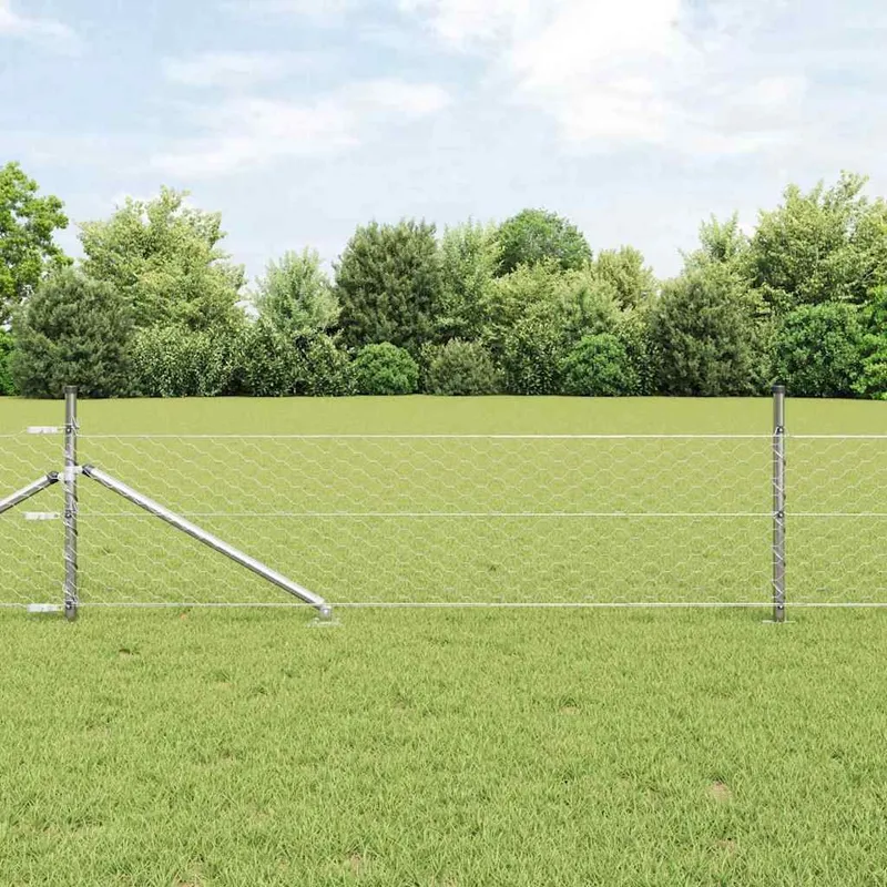 Clôture hexagonale avec poteau 25 x 0,5 m Acier galvanisé