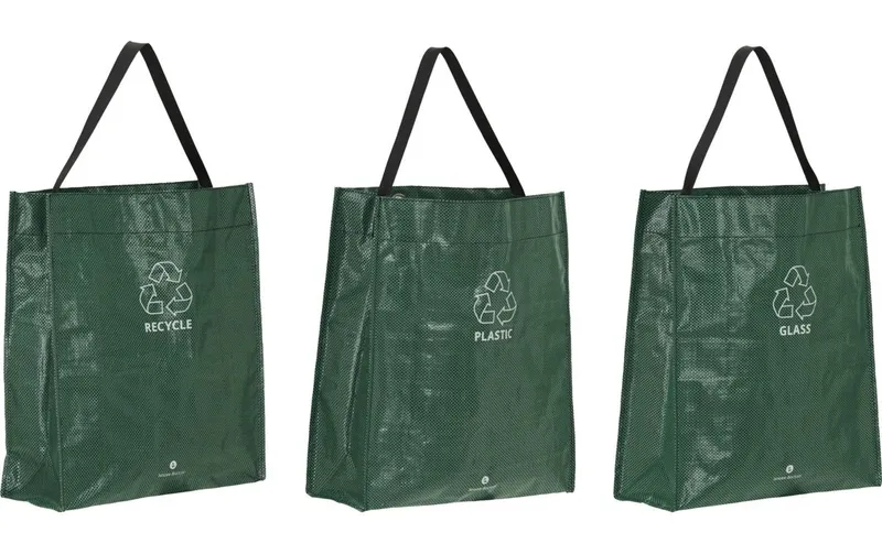 House Doctor Recyclingtasche HDRecycle, 38 x 15 x 44 cm, Grün, 3er Set