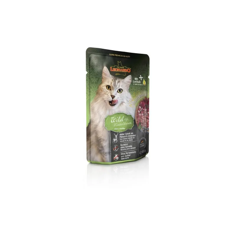 Leonardo Cat Food Nassfutter Wild & Heidelbeeren, 85 g