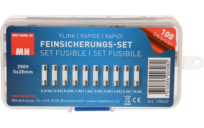Max Hauri Schmelzsicherung Set 5 x 20 mm Flink, 100 pezzi