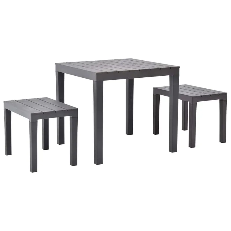 Gartentisch mit 2 Bänken Kunststoff Braun